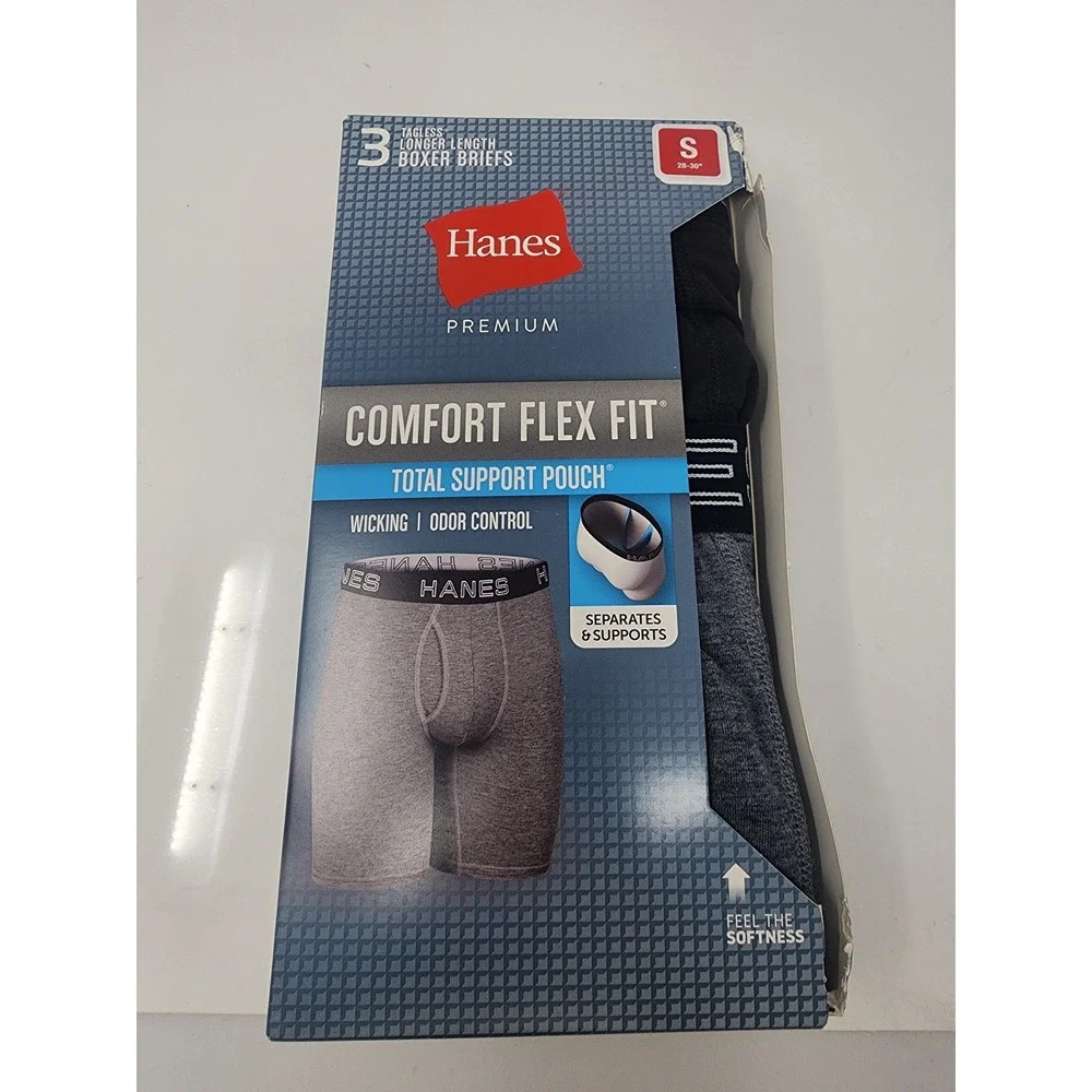Hanes Mens Comfort Flex Fit Boxer Briefs Multicolor Lyocell Blend Casual Size S